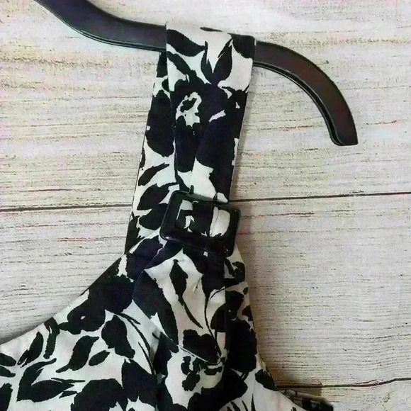 CHAPS by Ralph Lauren black & white floral sheath sundress midi dress size 6 - Picture 7 of 9